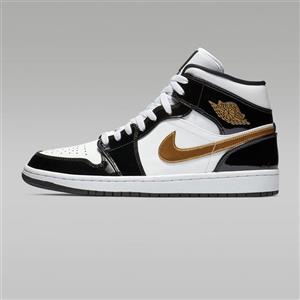 کفش جردن مردانه مشکی، طلایی نایک مدل Air Jordan 1 Mid SE