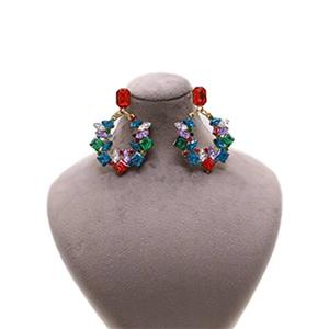 گوشواره دایره نگین مربعی کد 0231