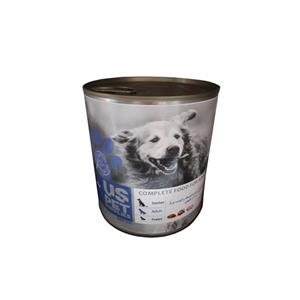 کنسرو سگ یو اس پت سپلایز مدل گوشت گوساله و گوشت مرغ وزن 400 گرم