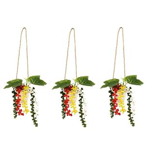 گلدان به همراه گل مصنوعی مدل آویز مینیاتوری غوره ای raini مجموعه 3 عددی