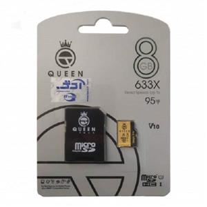 کارت حافظه Micro SD HC کوئین تک مدل A2-V30-633X کلاس 10 استاندارد UHS-l U3 سرعت 95MBps ظرفیت 8 گیگابایت به همراه آداپتور SD