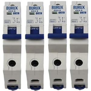 فیوز مینیاتوری تک فاز 32 آمپر بروکس مدل BIG8706 بسته 4 عددی