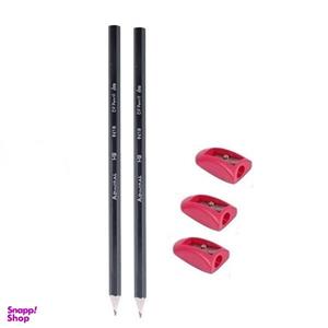 مداد مشکی آدمیرال مدل بیکران به همراه تراش مجموعه 5 عددی