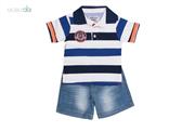 Polo Shirt cotton and denim shorts for boys Cassiope 1116