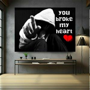 تابلو بوم طرح پسر تنها مدل you broke my heart کد BK1542 