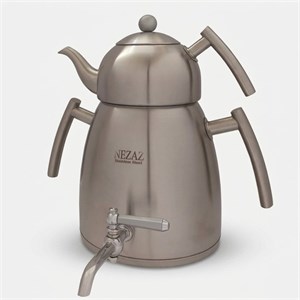 ست کتری و قوری نزاز مدل هرمی تمام استیل