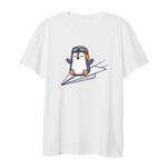 تی شرت لانگ آستین کوتاه  زنانه مدل پنگوئن نامه رسان رنگ سفید