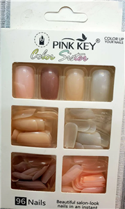 ناخن مصنوعی ۹۶ تایی pink key شیری، بژ، مسی روشن،گلبهی 