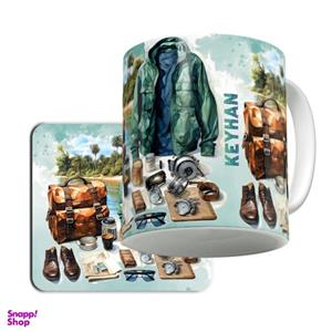 ماگ لاژید مدل اسم کیهان کد GRST به همراه زیرلیوانی