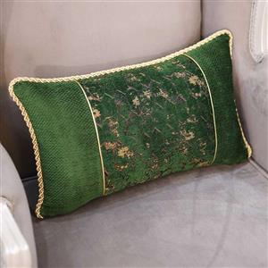 کوسن مستطیل طرح دیبا مخمل سبز
