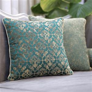 کوسن مربعی طرح خاتون مخمل سبز کرم نسکافه طرحدار