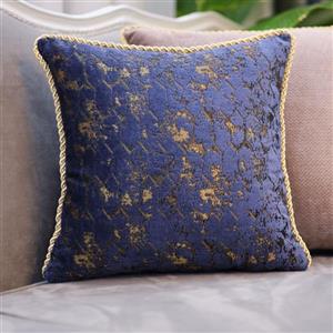 کوسن مربعی طرح دیبا مخمل سورمه ای طرحدار