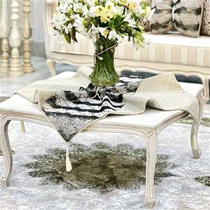 رومیزی طرح ماریتا مخمل بژ ذغالی پوست ماری