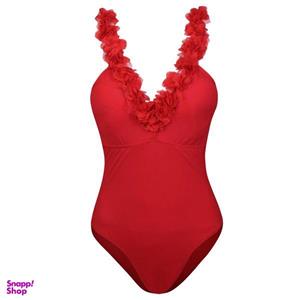 مایو زنانه فیتن مدل گل برجسته پددار بدون فنر کد 4942-290 رنگ قرمز