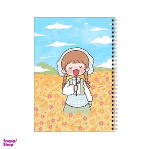 دفتر مشق 100 برگ بامبیلیپ طرح دختر با گل لاله و اسمان ابری کد 6673641