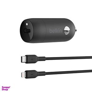 شارژر فندکی 30 وات بلکین مدل CCA004bt1MBK-B5 به همراه کابل  لایتنینگ