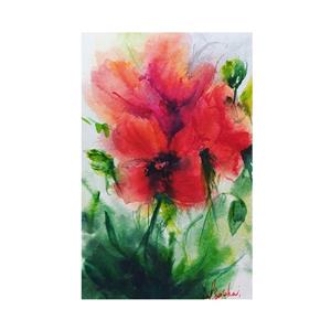 نقاشی آبرنگ طرح شقایق