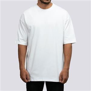 تی شرت اورسایز آستین کوتاه مردانه مدل Basic رنگ سفید 
