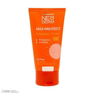 کرم ضد آفتاب بدون رنگ نئودرم SPF 50 مدل MAX PROTECTIVE ‌مناسب پوست‌های چرب و مختاط حجم 50 میلی‌لیتر