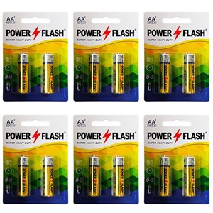 باتری قلمی پاور فلش مدل Heavy Duty بسته 12 عددی