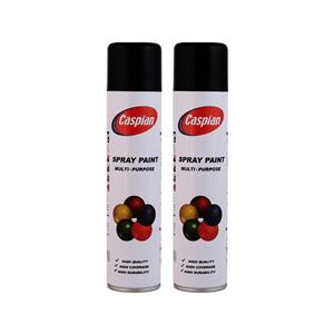 اسپری رنگ مشکی براق کاسپین مدل cas2 حجم 300 میلی لیتر مجموعه 2 عددی