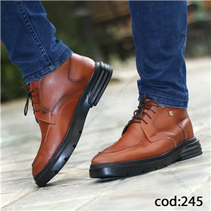 بوت چرم مردانه عسلی – کد 245