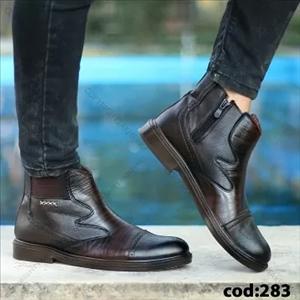 نیم بوت چرم قهوه ای مردانه – کد 283
