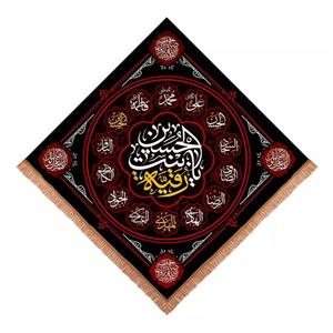پرچم خدمتگزاران مدل کتیبه محرم طرح لوزی یا رقیه بنت الحسین کد 4000865