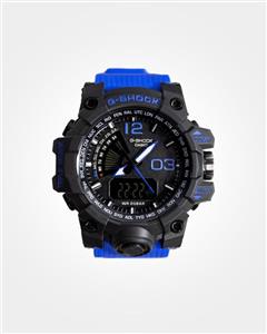 ساعت مچی مردانه مشکی با بند آبی g-shock دو2 موتور 