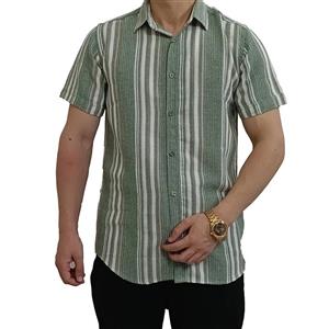 پیراهن آستین کوتاه مردانه سبز پسته ای کنفی کد 1817 