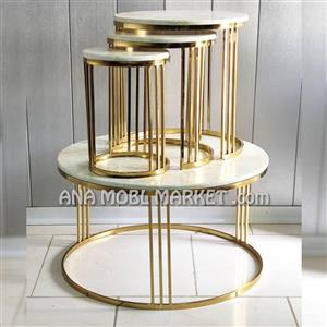 جلو مبلی پایه فلزی فورتیک طلایی مدل سه ستونی 