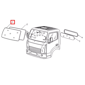 شیشه جلو کد 1704501 کامیونت M5.2N آمیکو