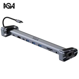 هاب 10 پورت USB-C برند AGW مدل 2212 به همراه Stand لپ تاپ