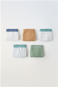 بسته پنج تایی شورت پسرانه زارا6-14 YEARS/ PACK OF FIVE CHECKED AND STRIPED BOXERS