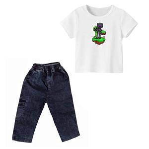 ست تی شرت و شلوارک پسرانه مدل ماینکرفت کد۱۶ رنگ سفید