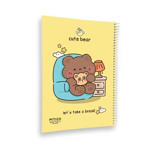 دفتر مشق 80 برگ پیتیکو مدل مجلد طرح تدی کیوت کد 364