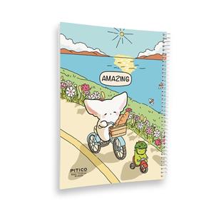 دفتر مشق 60 برگ پیتیکو مدل مجلد طرح گربه کیوت کد 381