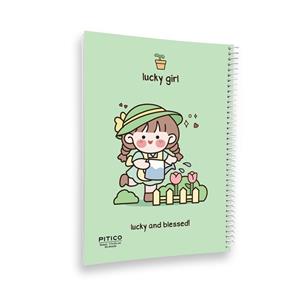 دفتر مشق 80 برگ پیتیکو مدل مجلد طرح دختر مهربان کد 364