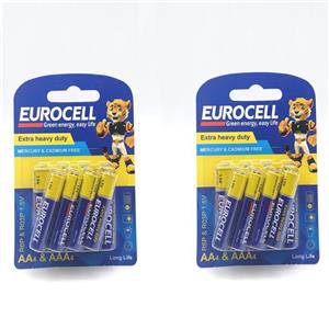باتری قلمی و نیم قلمی یوروسل مدل Extra Heavy Duty بسته 16 عددی