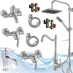 ست 12عددی شیرآلات آیدا اهرمی بامبو کروم مات  با علم دوش موج مات