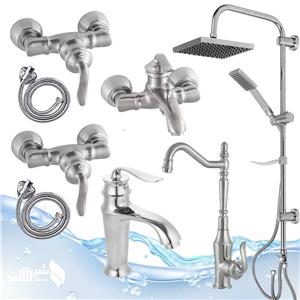 ست شیرآلات آیدا مدل بامبو کروم مات مجموعه 8 عددی