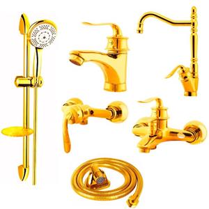 ست شیرآلات آیدا مدل قاجاری طلا براق پلاس مجموعه 6 عددی