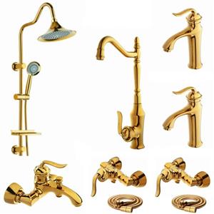 ست شیرآلات آیدا مدل بامبو طلا رپلاس مجموعه 9 عددی