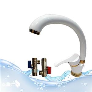 شیر ظرفشویی آیدا مدل لاله سفید طلایی با پیسوار 