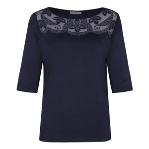 تی شرت آستین کوتاه زنانه اوزکان مدل ترک یقه گیپور