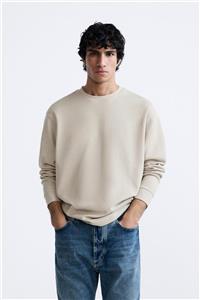 تیشرت آستین بلند مردانه زارا RIBBED BRUSHED T-SHIRT کد 662 