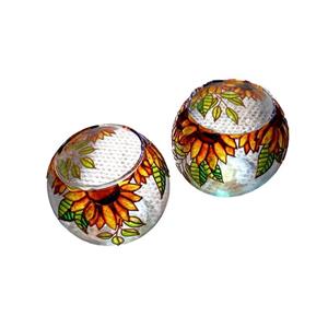 جا شمعی ویترای طرح آفتابگردون بسته 2 عددی