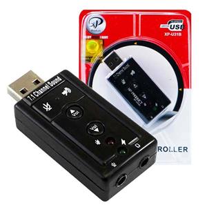کارت صدای اکسترنال  7٫1Channel Sound USB XP با دکمه کنترل و تنظیمات صدا 