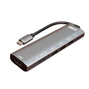 هاب 7 پورت Type C به 3.1 USB با پورت HDMI و درگاه کارت حافظه با قابلیت PD کی نت پلاس KP-MFCMS407