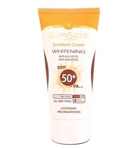 کرم ضد آفتاب رنگی و روشن کننده پوست Sunsafe Whitening Sunscreen Cream SPF50 